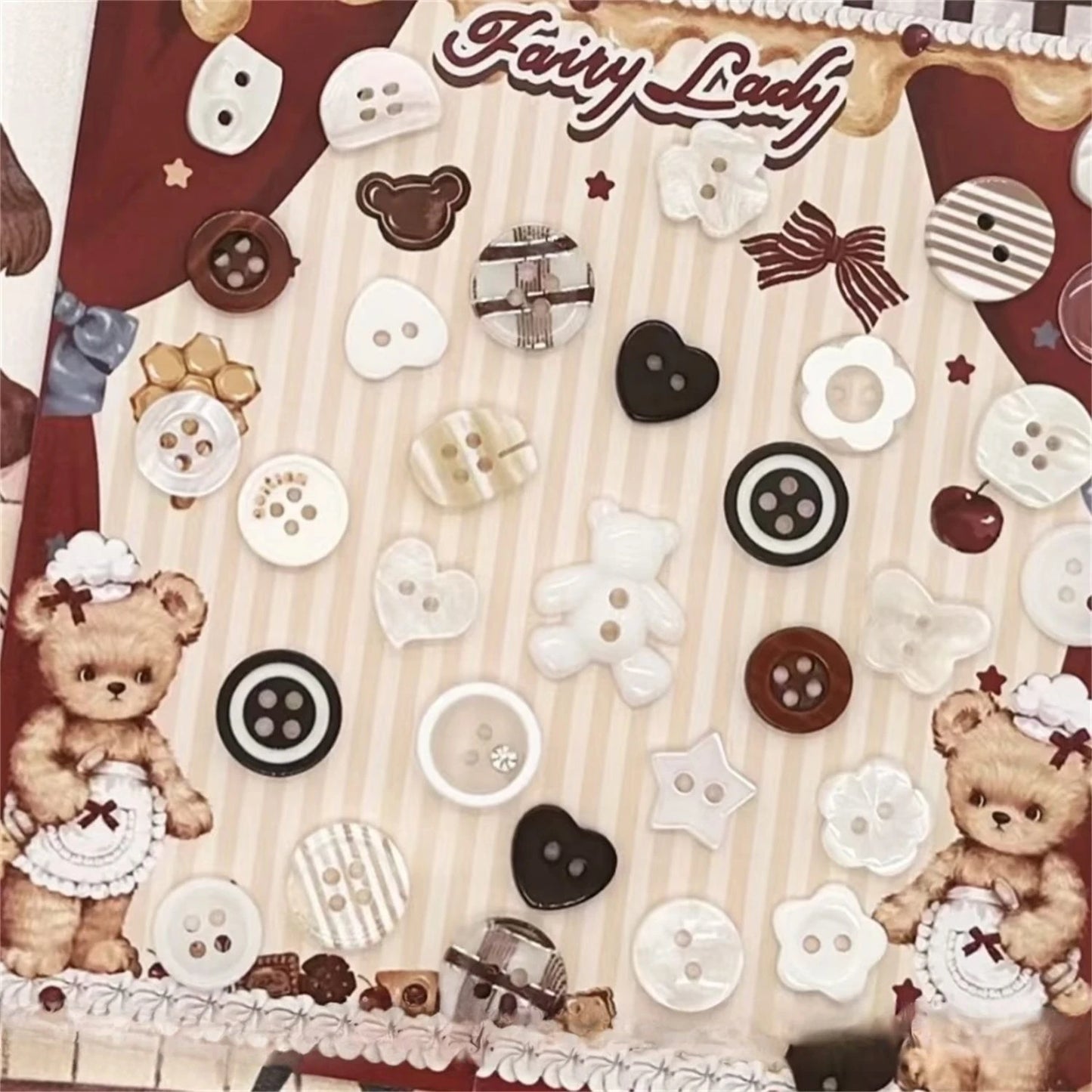 Classic Simple Maillard Colored Buttons Vintage DIY Handbook Decoration Materials Ins Beaded Baby Clothes Handmade Accessorie