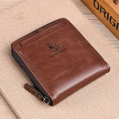 Men's Coin Purse Wallet Fashion RFID Blocking Man Leather Wallet Zipper Business Card Holder ID Money Bag Wallet Male - F1706