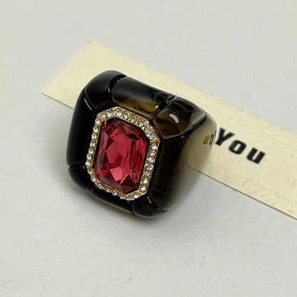 New Colorful Rhinestones Ring Geometric Three-dimensional Finger Ring Elegant Jewelry Square Ring Women