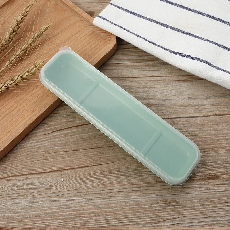 Tableware Box Portable Tableware Box Spoon Fork Storage Box Spoon, Fork, Chopsticks, Straw, Makeup Brush Storage Box - green