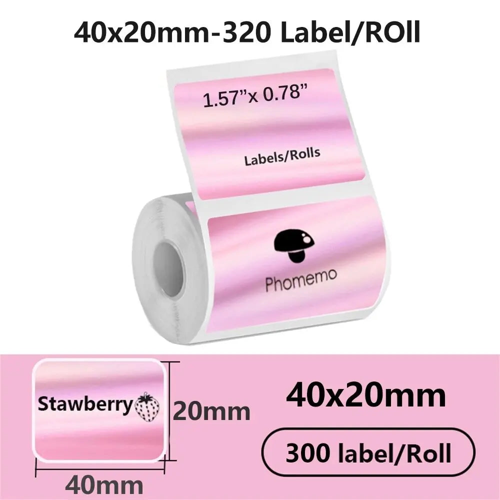 1Roll 40x20MM Compatible Phomemo M110 M220 M200 Self-Adhesive Color Laser Thermal Paper, E210 P50 Detong P1 HPRT T20 MAKER - 