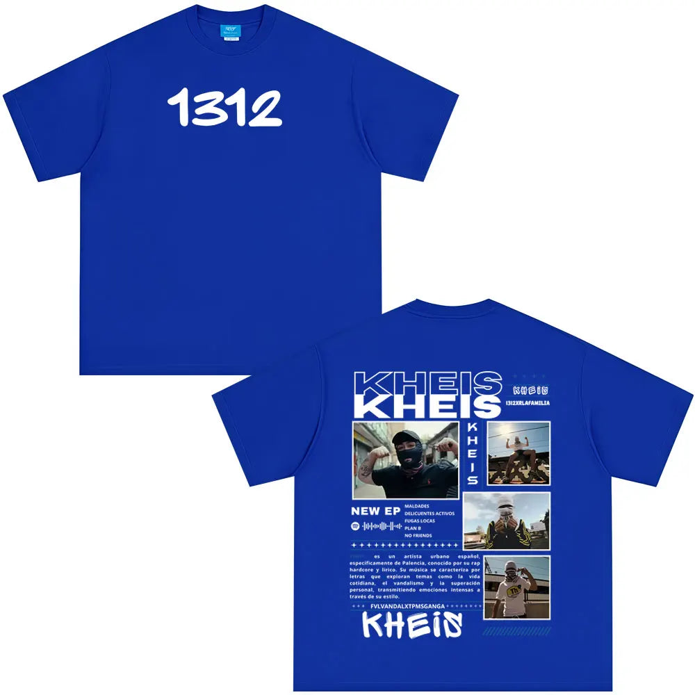 Rapper KHEIS Album Tour Graphics T-shirt Men Women Fashion Hip-hop T-shirts Short-sleeved Loose Casual Cotton Comfort T-shirt