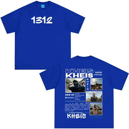 Rapper KHEIS Album Tour Graphics T-shirt Men Women Fashion Hip-hop T-shirts Short-sleeved Loose Casual Cotton Comfort T-shirt