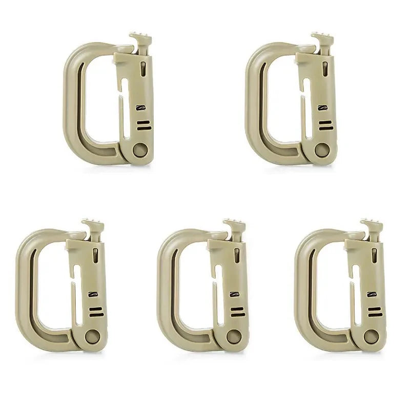 5Pcs Plastic D-Ring Tactical Carabiner Grimlock Lock Hard Hook Buckle Clip For Molle Webbing Accessories Backpack/Pouch/Bag/B