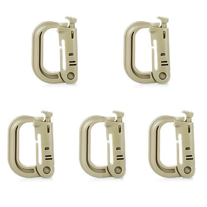 5Pcs Plastic D-Ring Tactical Carabiner Grimlock Lock Hard Hook Buckle Clip For Molle Webbing Accessories Backpack/Pouch/Bag/B