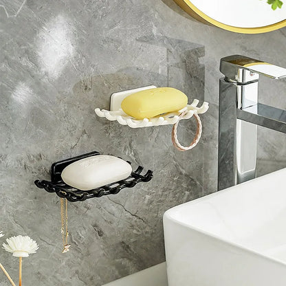 Soap Box Wall Mounted Drainage Shelf For Home Use No Punching High-end Bathroom New Soap Dish Rack Hooks For High-end Bathroo