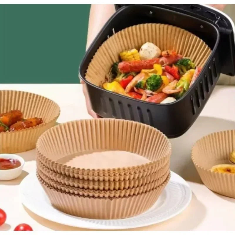 Cooking Paper Air Fryer Disposable Paper Square Round Baking Barbecue Plate NonStick Mat Kitchen Oven Oil Absorbing Paper Too