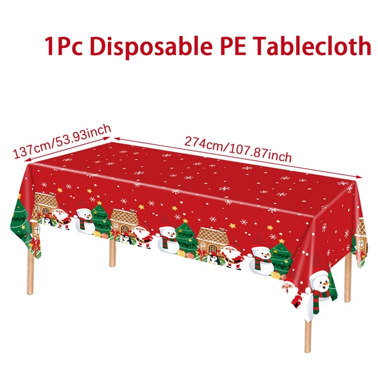 Disposable Christmas Tablecloth Merry Christmas Decors for Home 2024 Table Cover Xmas Ornament Navidad Natal New Year Gift 20
