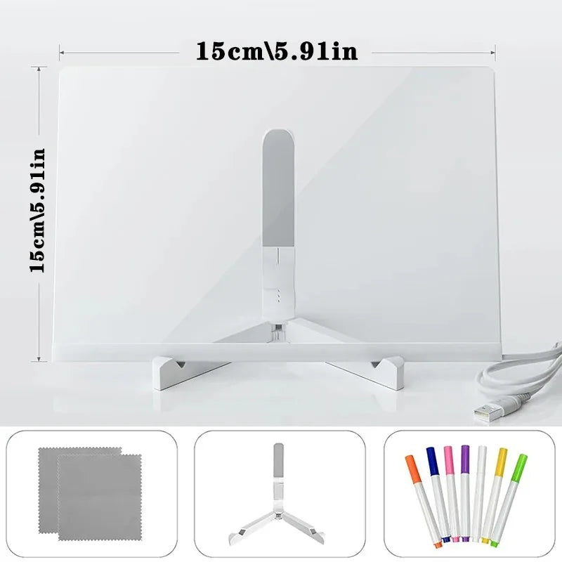 With 7 Colorful Pens Erasable DIY Children's Glowing Board LED Light Up Acrylic Message Board For Kids Birthday Christmas Gif