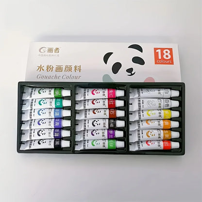 Gouache Paint Set - Artist Grade 12/18/24 Colors, Liquid Water-Based Pigments in 5ml Tubes for Canvas, Wood & Craft Painting 
