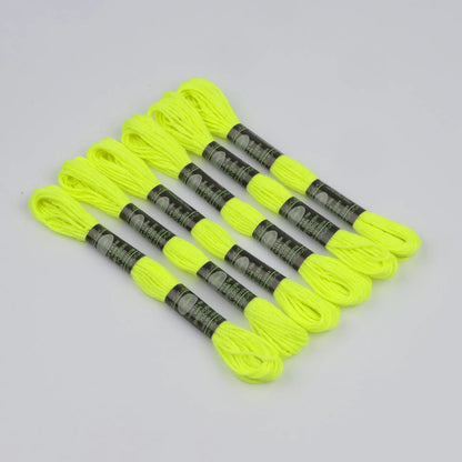 Glow in the Dark Sewing Embroidery Floss Thread 8m/piece 6pcs/set 6 Strands Thread for Cross Stitch