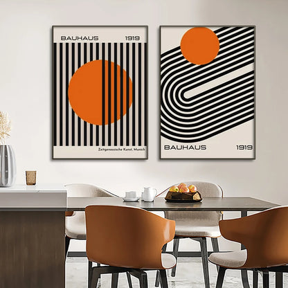 Mid Century Modern Bauhaus Abstract Geometric Posters Wall Art Canvas Painting Prints Pictures Gallery Living Room Interior H