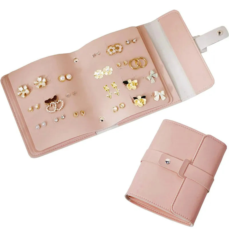 1PC PU Leather Ear Stud Storage Bag Multi-layer Jewelry Finishing Storage Organizer Book Type Storage Bag For Earrings Rings 