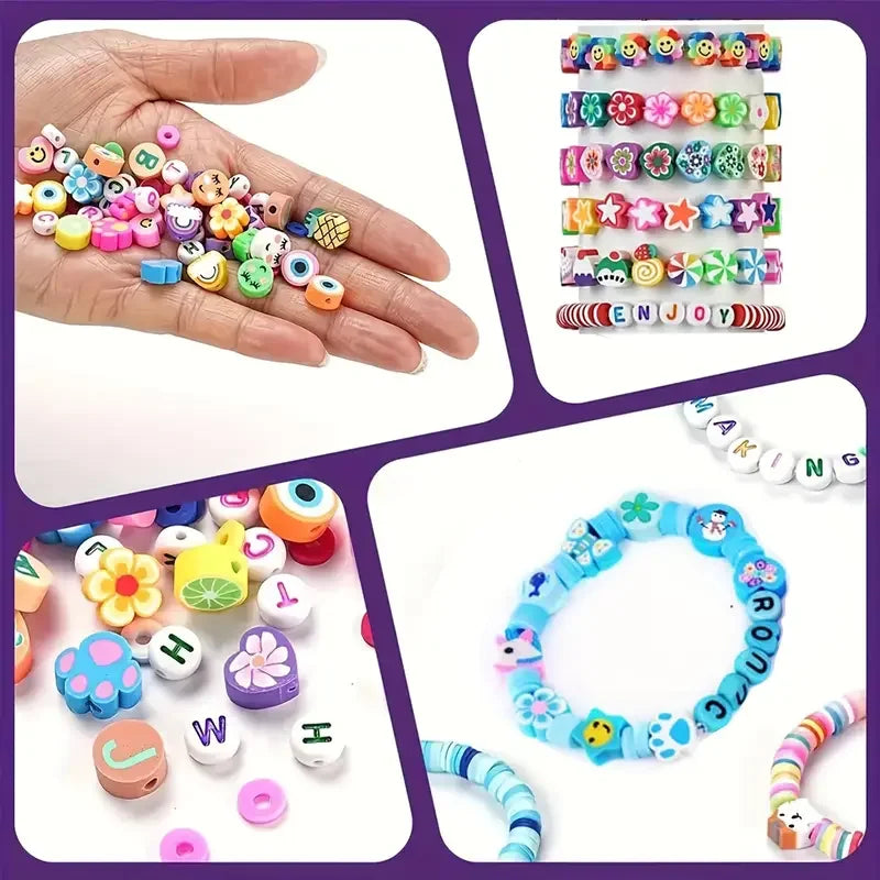 700Pcs Jewelry Making Kit DIY Beaded Crafts for Necklaces & Bracelets Acrylic, Soft Clay, Animal Charms, Polymer Clay Bead Se