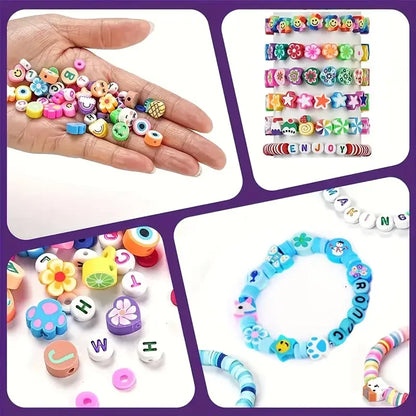 700Pcs Jewelry Making Kit DIY Beaded Crafts for Necklaces & Bracelets Acrylic, Soft Clay, Animal Charms, Polymer Clay Bead Se