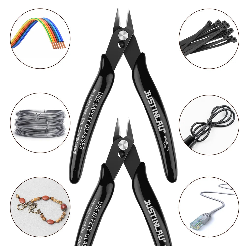 2Pcs Mini Nose Cutting Plier Electrical Wire Cable Cutter Metal Side Snips Flush Pliers Convenient Durable Tool