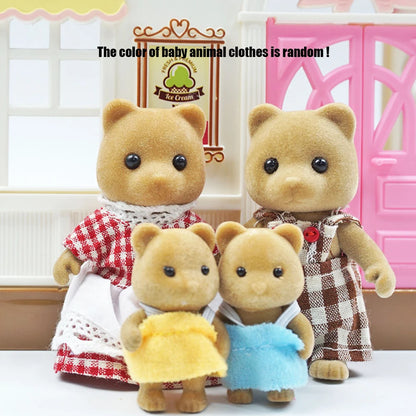 Rabbit Doll 1/12 Micro Dollhouse Reindeer Sheep Elephant Squirrel Family Kitchen Toy Miniature Furniture Set Girl Toy Gift - 
