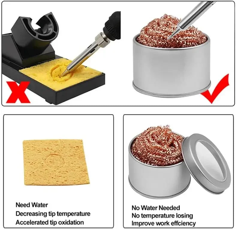 Desoldering Cleaning Ball Soldering Iron Mesh Filter Cleaning Nozzle Tip Copper Wire Cleaner Ball Metal Dross Box Clean Ball