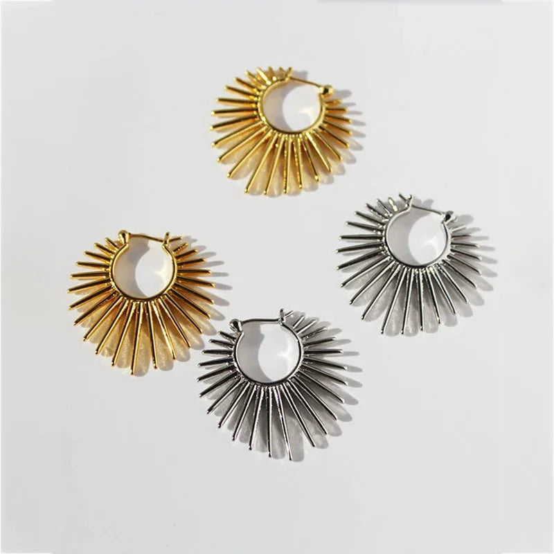 Trending French Punk Fan Hoop Earring For Woman New In 2025 Fashion Party Exaggerate Elegant Korean Earring Jewelry