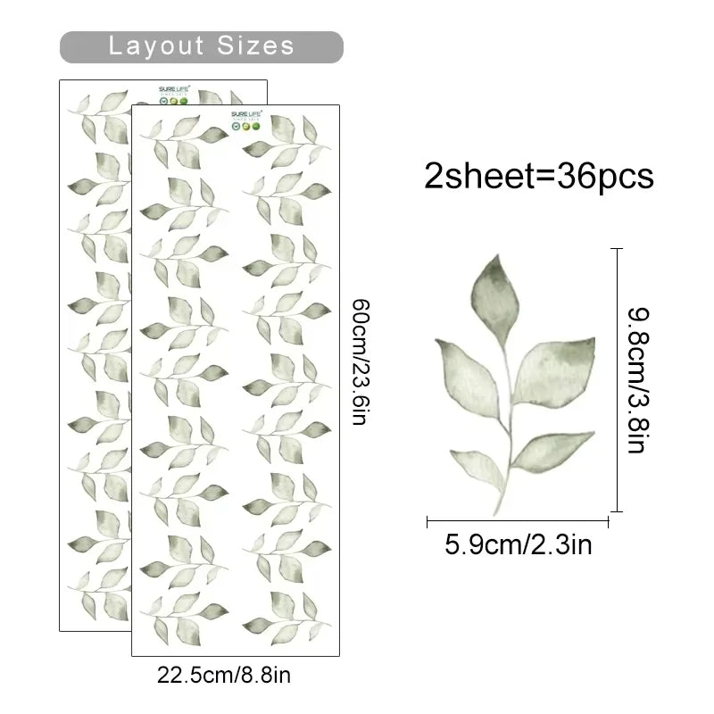 Boho Style Flowers Leaves Watercolor Wall Sticker Nursery Vinyl Wall Art Decals for Living Room Bedroom Kids Room Home Decor 