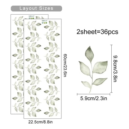 Boho Style Flowers Leaves Watercolor Wall Sticker Nursery Vinyl Wall Art Decals for Living Room Bedroom Kids Room Home Decor 