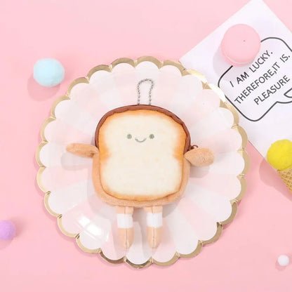 Cartoon Bread Toast Coin Purse Portable Earphone Bag Coin Key Bag Mini Makeup Bag Lightweight Small Storage Pouch Girl Gifts