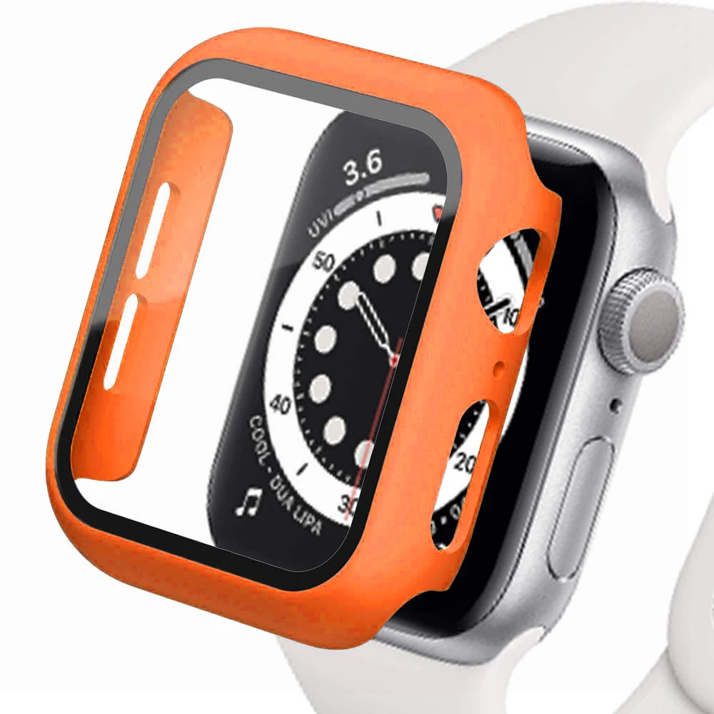 Tempered Glass+cover For Apple Watch Accessories 45mm 41mm 44mm 40mm 42mm Screen Protector Apple watch Case serie 9 4 5 6 SE 