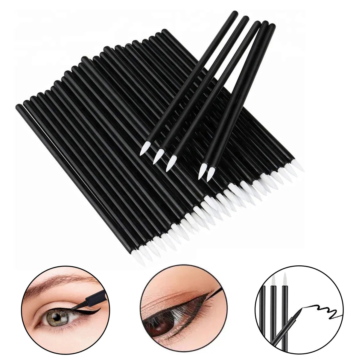 50pcs Disposable Nail Art Brush Eyeliner Eyeline Makeup Tools Manicure Painting Pen Tool Brushes