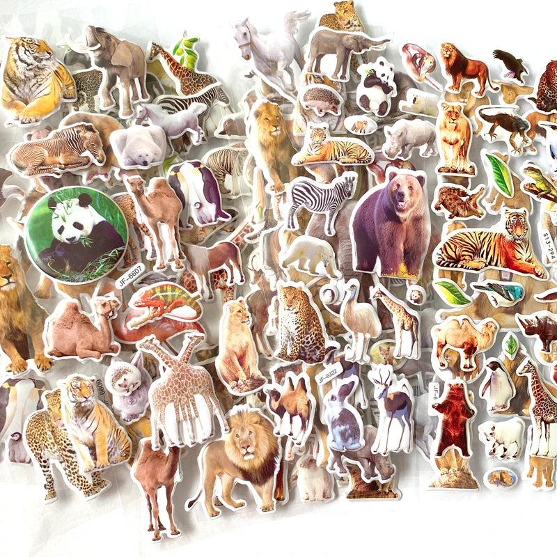 10 Sheets 3D Puffy Stickers Animals Bulk Stickers Scrapbook Decoration Birthday New Year Christmas Gifts for Kids Boys Girls