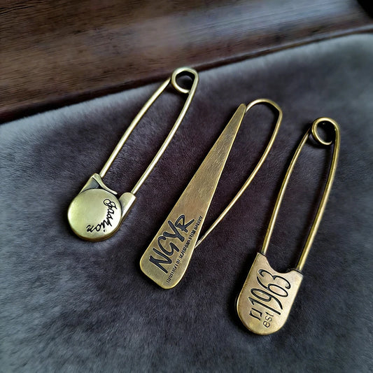 Vintage-Style Letter Safety Pins - Durable Copper, Decorative Shawl Pins for Clothing and Crafts
