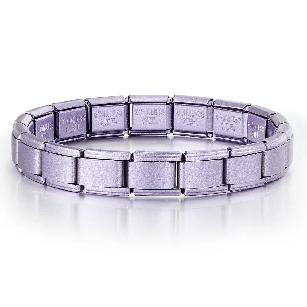 2025 New Men and Women Starry Colors 18 Pieces Italian Charm Fit 9mm Stainless Steel Modular Bracelet Jewelry - Starlight Pur