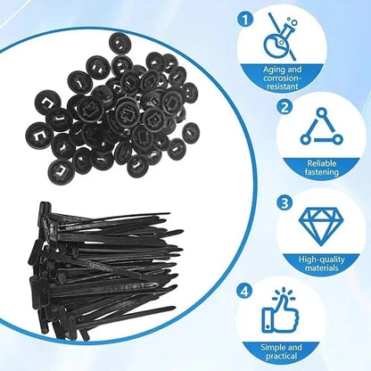 Nylon Cable Tie Buckle Heavy Duty Zip Ties with Pin Button Universal Self-locking Zip Ties Tool Car Daily Repair Fastening St
