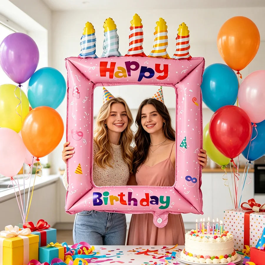 28inch Princess Theme Balloon Photo Frame, Selfie Photography Backdrop Prop Balloons, for Birthday Party Celebrations Decorat