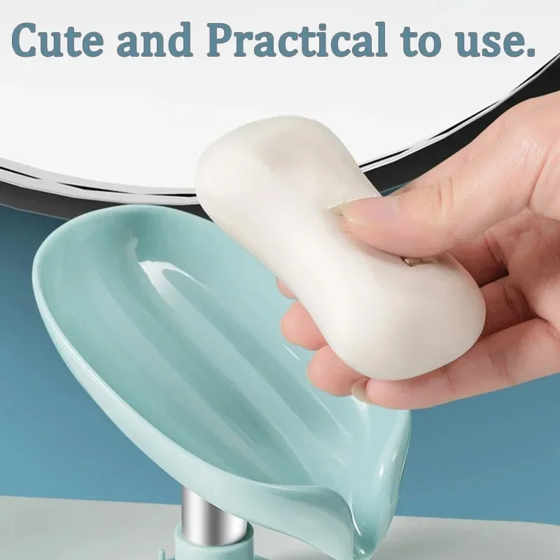 1pcs Drain Soap Holder Leaf Shape Soap Box Suction Cup Tray Drying Rack for Shower Sponge Container Kitchen Bathroom Accessor