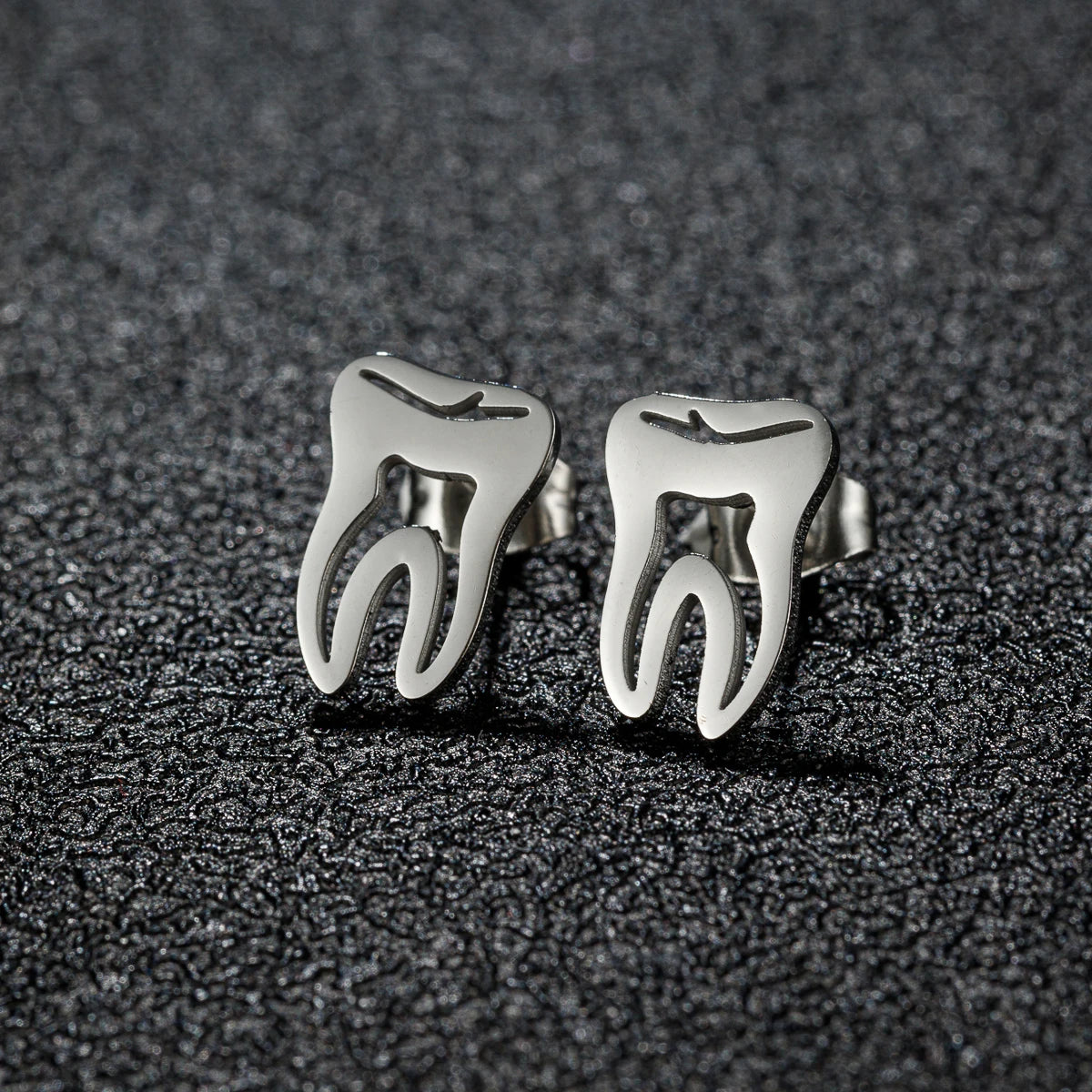 Punk Stainless Steel Dentist Tooth Stud Earrings For Women Doctor Nurse Tragus Piercing Earrings Jewelry Accessories Aretes -