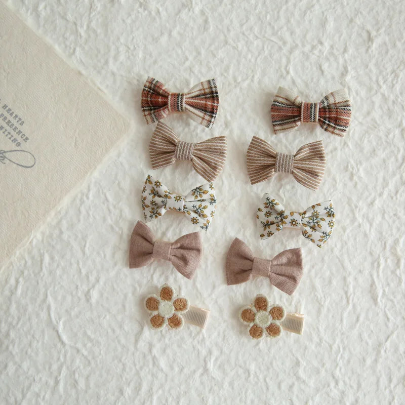 20pcs/set Lovely Kids Bows Hair Clips for Girls Barrette Boutique Full Coverage Fabric Children's Headwear Baby Hair Accessor