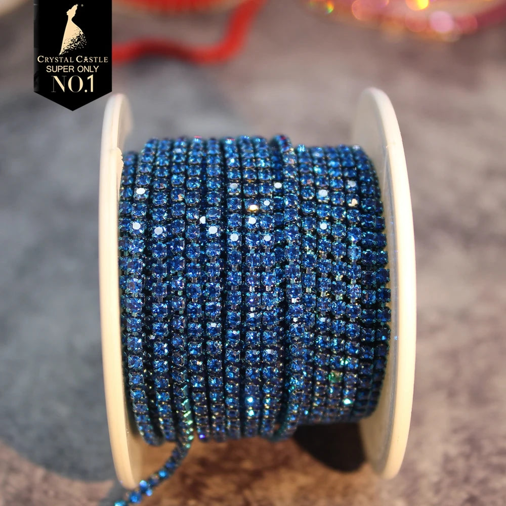 Rhinestones Chain Roll Tassel 1/10Yard Crystal Ribbon Strass Banding Sew On Gold Rhinestone Trim Strip Cup Chains For Needlew