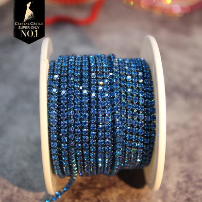 Rhinestones Chain Roll Tassel 1/10Yard Crystal Ribbon Strass Banding Sew On Gold Rhinestone Trim Strip Cup Chains For Needlew