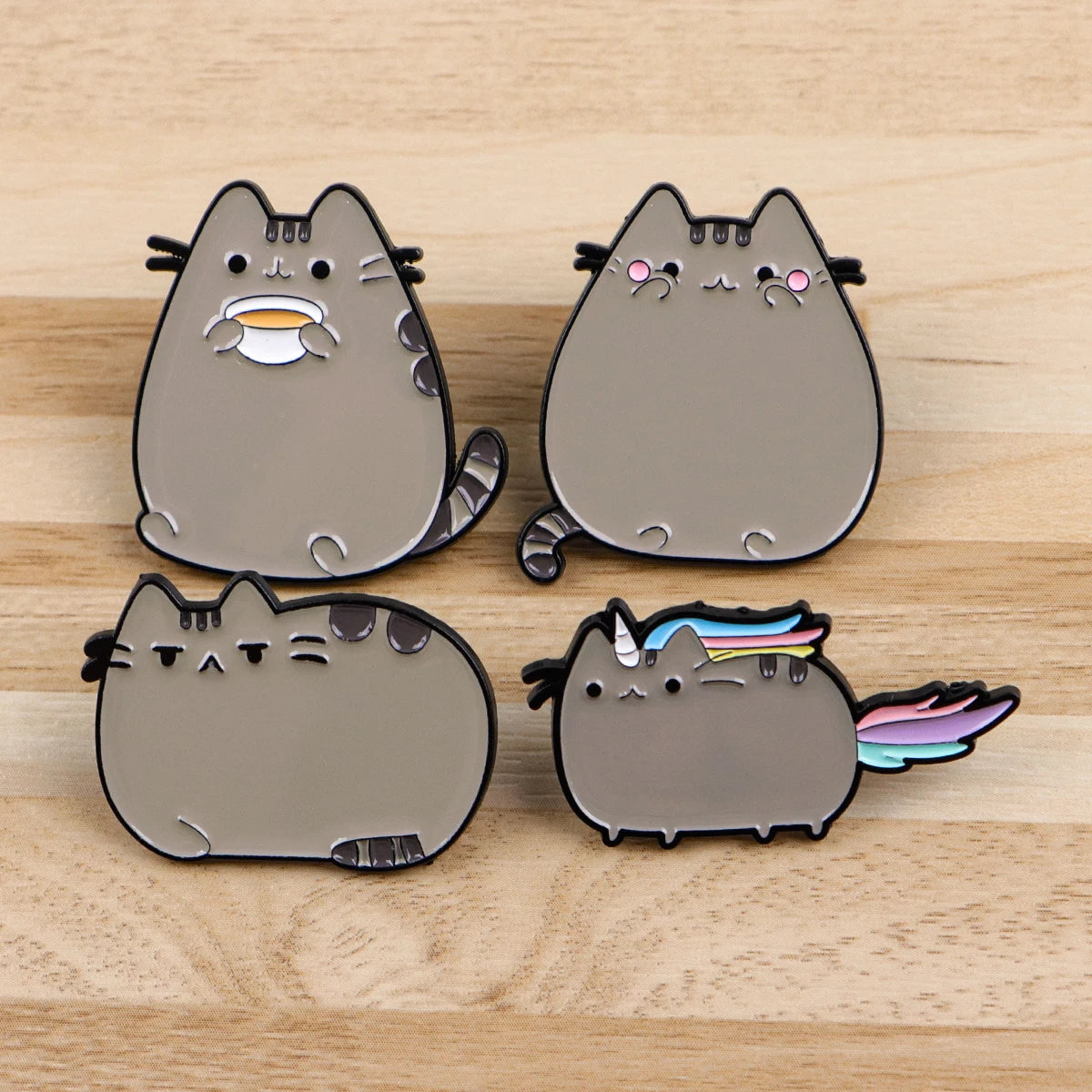 Cute Grey Fat Cat Enamel Pin Metal Cartoon Brooch Backpack Hat Bag Collar Lapel Badges Men Women Fashion Jewelry Collection G