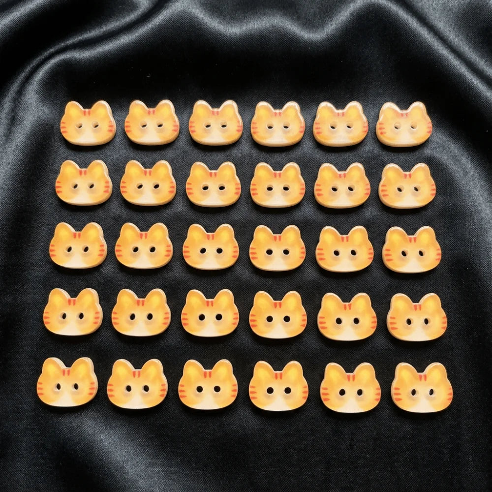 30pcs Tuxedo Cat 12mm Kitty Buttons Creative Cute Calico Cat Buttons Fashionable Resin Ginger Cat Buttons Clothes Accessories