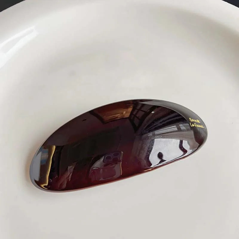 Vintage Acetic Acid Oval Hair Clip for Women Girls Korean Large Spoon Clip Spring Clip Hair Clip Top Clip Hair Accessories - 