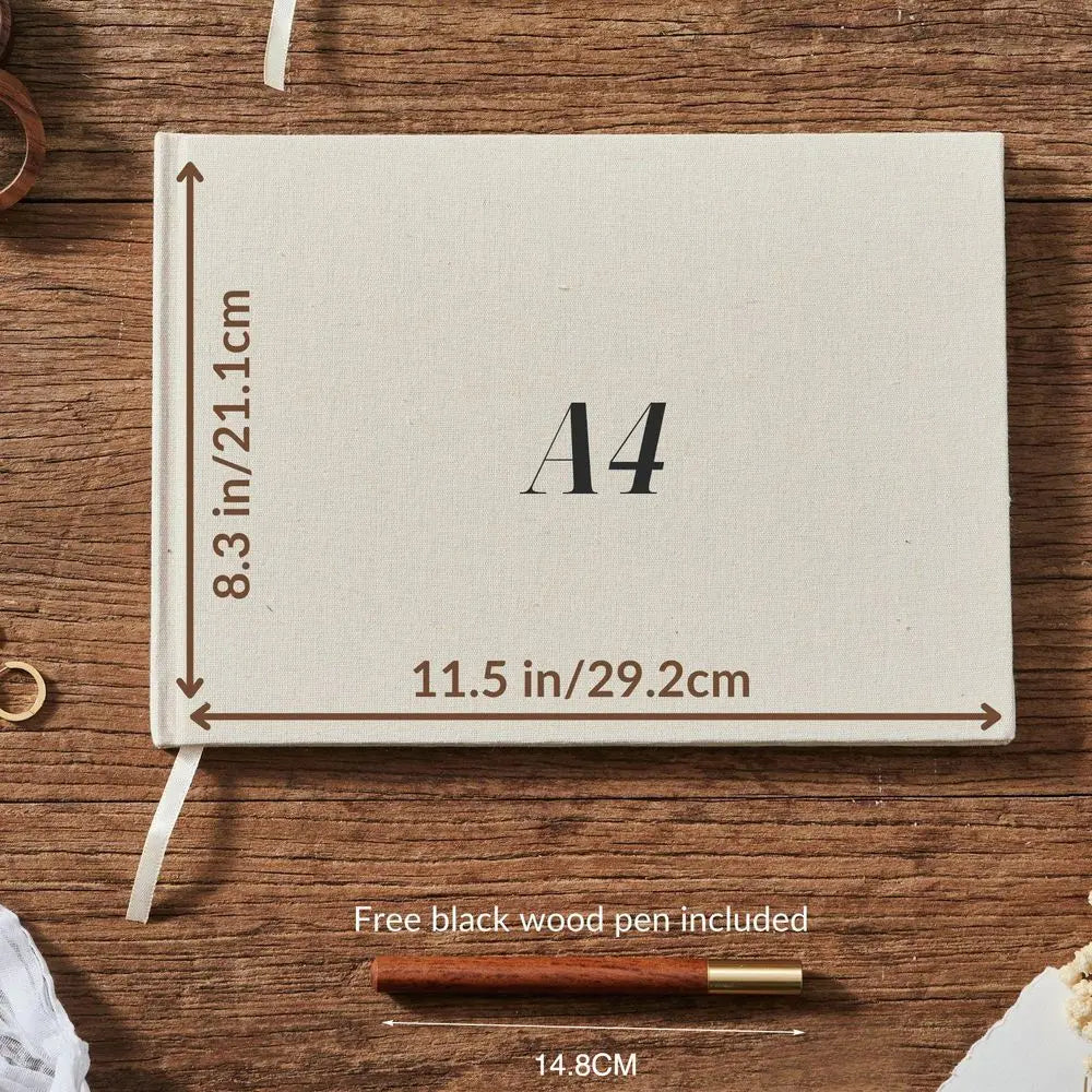Custom Wedding Guest Book with Pen Personalized Linen Hardcover Photo Album Wedding Keepsake & Anniversary Memory Guestbook G