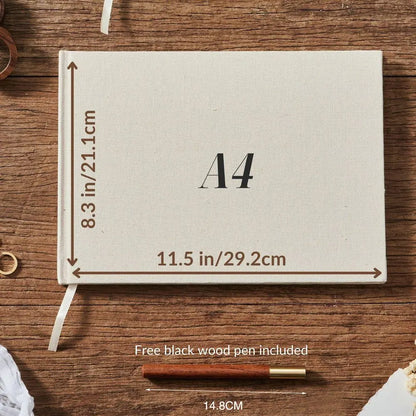 Custom Wedding Guest Book with Pen Personalized Linen Hardcover Photo Album Wedding Keepsake & Anniversary Memory Guestbook G