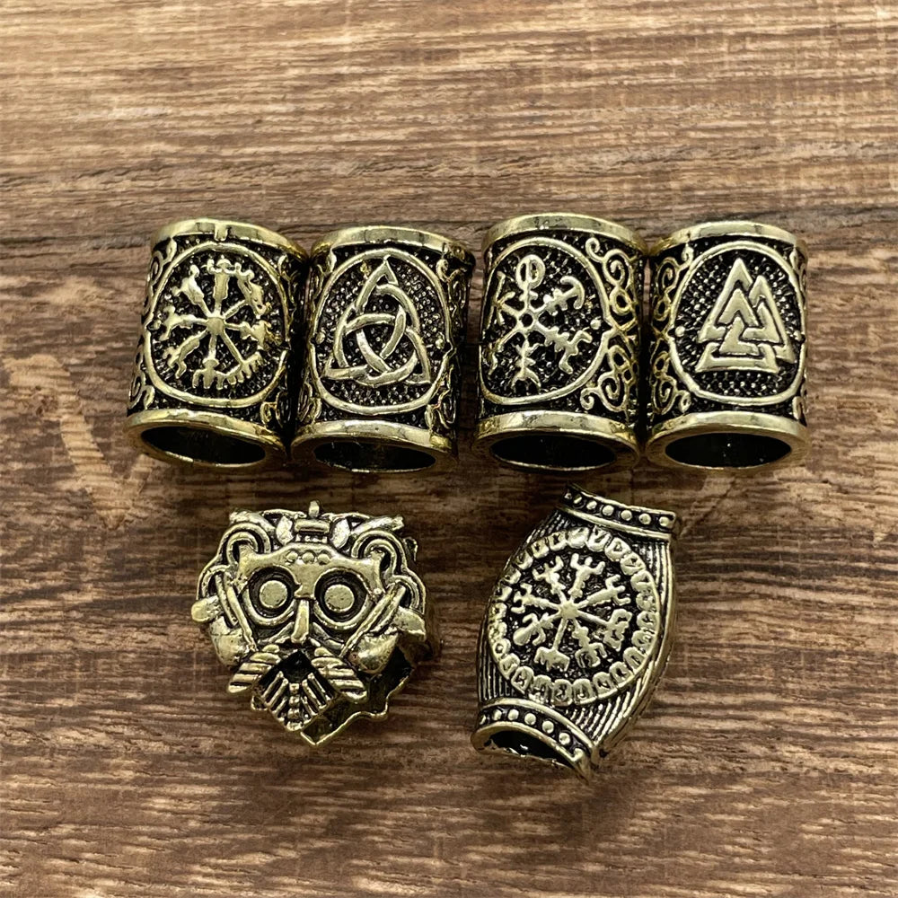 Nostalgia 1pcs Tree Of Life Bead For Hair Beard Braids Norse Runes Viking Symbols Beads For Bracelet Jewelry Making