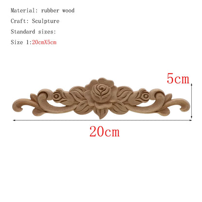 1Pc Unique Natural Floral Wood Carved Wooden Figurines Crafts Corner Appliques Frame Wall Door Furniture Woodcarving Decorati