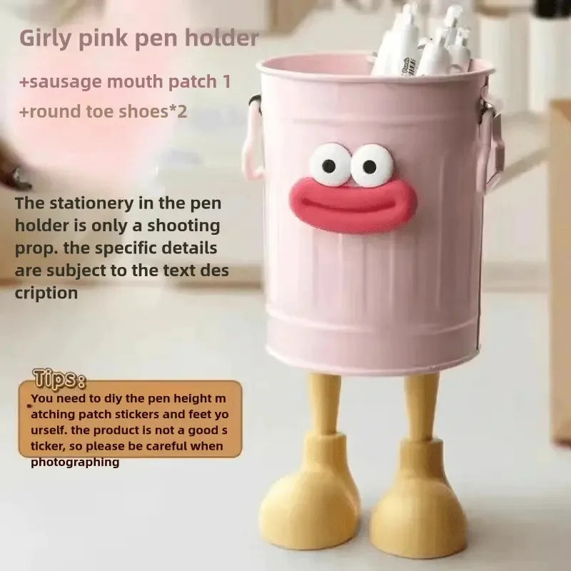1pc Cartoon Personality Pen Holder Set, Desktop Organizer Bucket, Ideal Gift for Home and Study Stationery Storage - 1Pc B