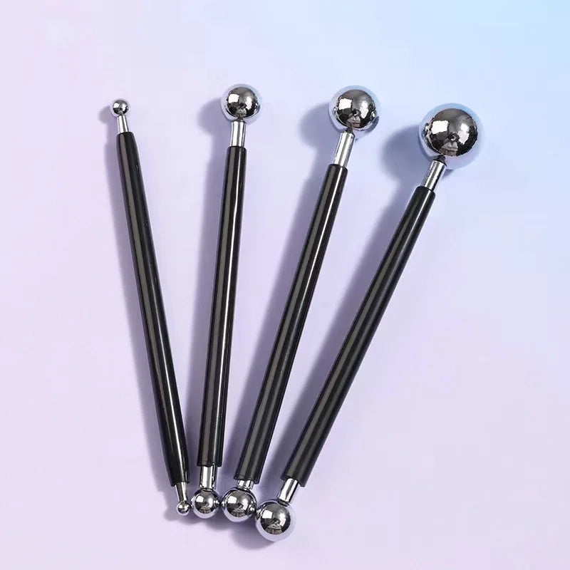 4pcs Sculpture Modeling Tools Clay Tools Dotting Sculpting Modeling ceramics Set Double-Ended Metal Ball Cake Decoration Tool