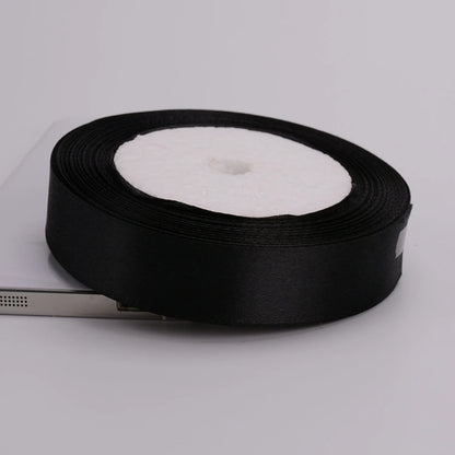 Black Single Face Satin Ribbon 6-10-12-15-20-25-40-50mm Gift Packaging Tape Christmas Halloween Birthday Party Decoration - 2