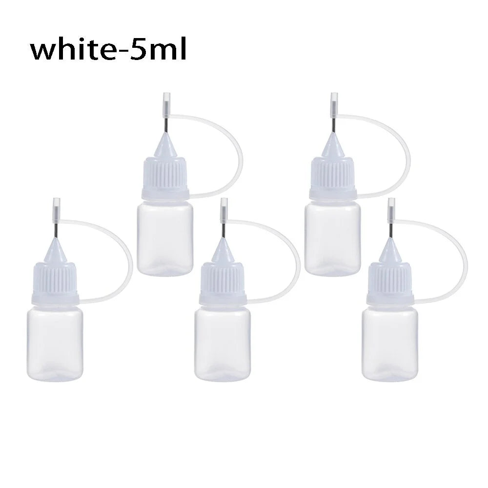 5pcs/set 5/10/20/30/50/100ML Needle Tip Glue Applicator Bottle for Paper Quilling DIY Scrapbooking Paper Craft Tool - White-5