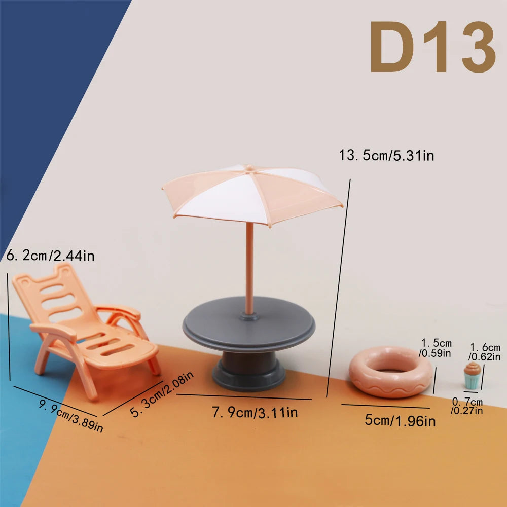 1:12 Miniature Furniture Forest Family Kitchen Toy Dining Table Dollhouse Accessories Bathroom Pretend Play For Girl Gifts To